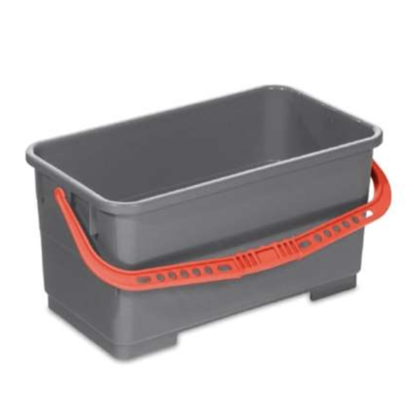 Seau 22L gris à anses rouges
